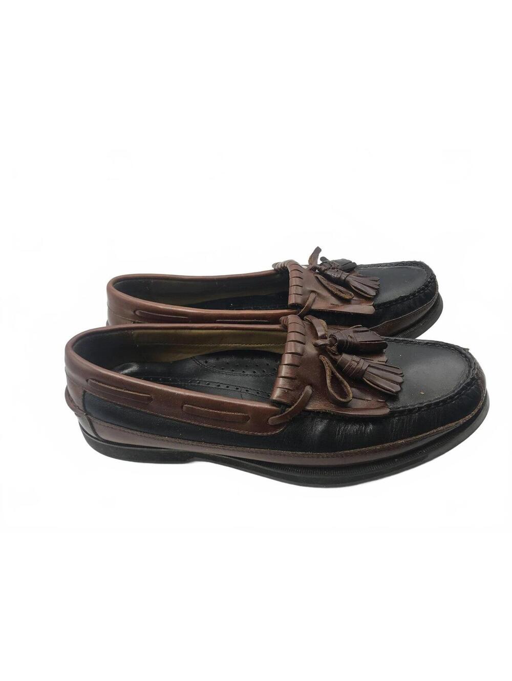 Johnston & Murphy Passport Men 9.5 Black & Brown Leather Slip On Loafer